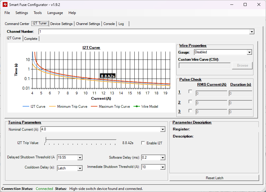 TPS2HCS10-Q1 I2T 曲線調諧器