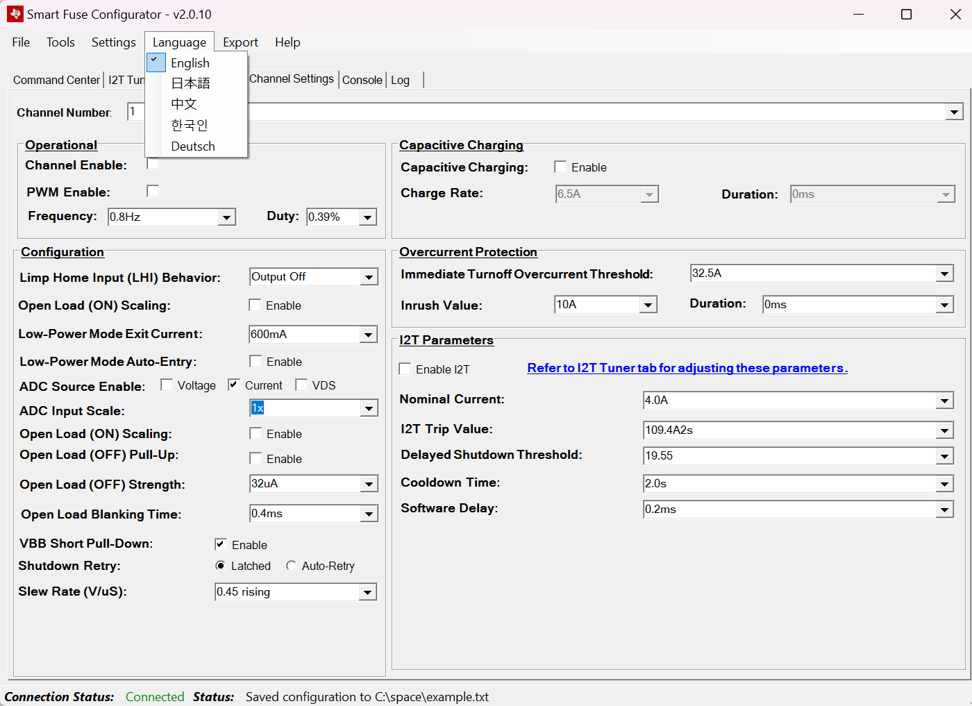 TPS2HCS10-Q1 語(yǔ)言設(shè)置