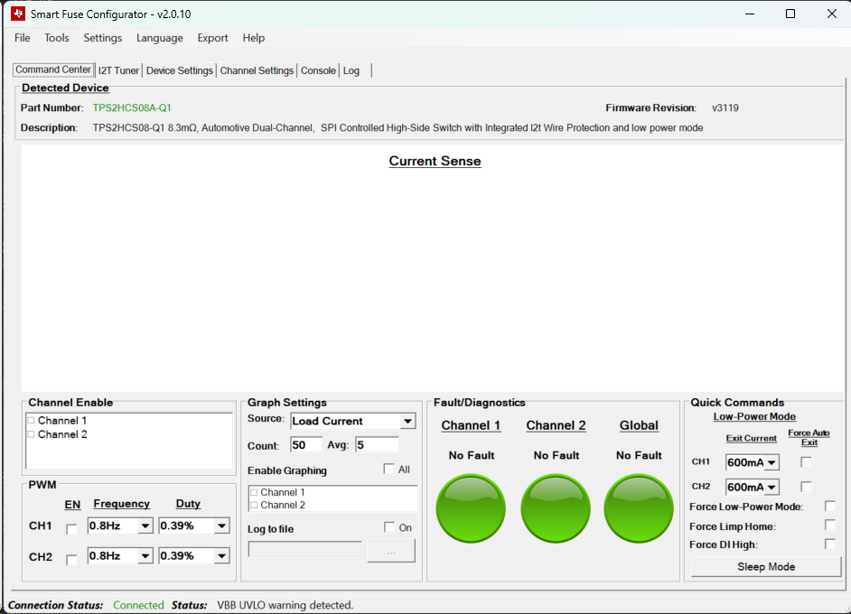 TPS2HCS10-Q1 檢測到器件