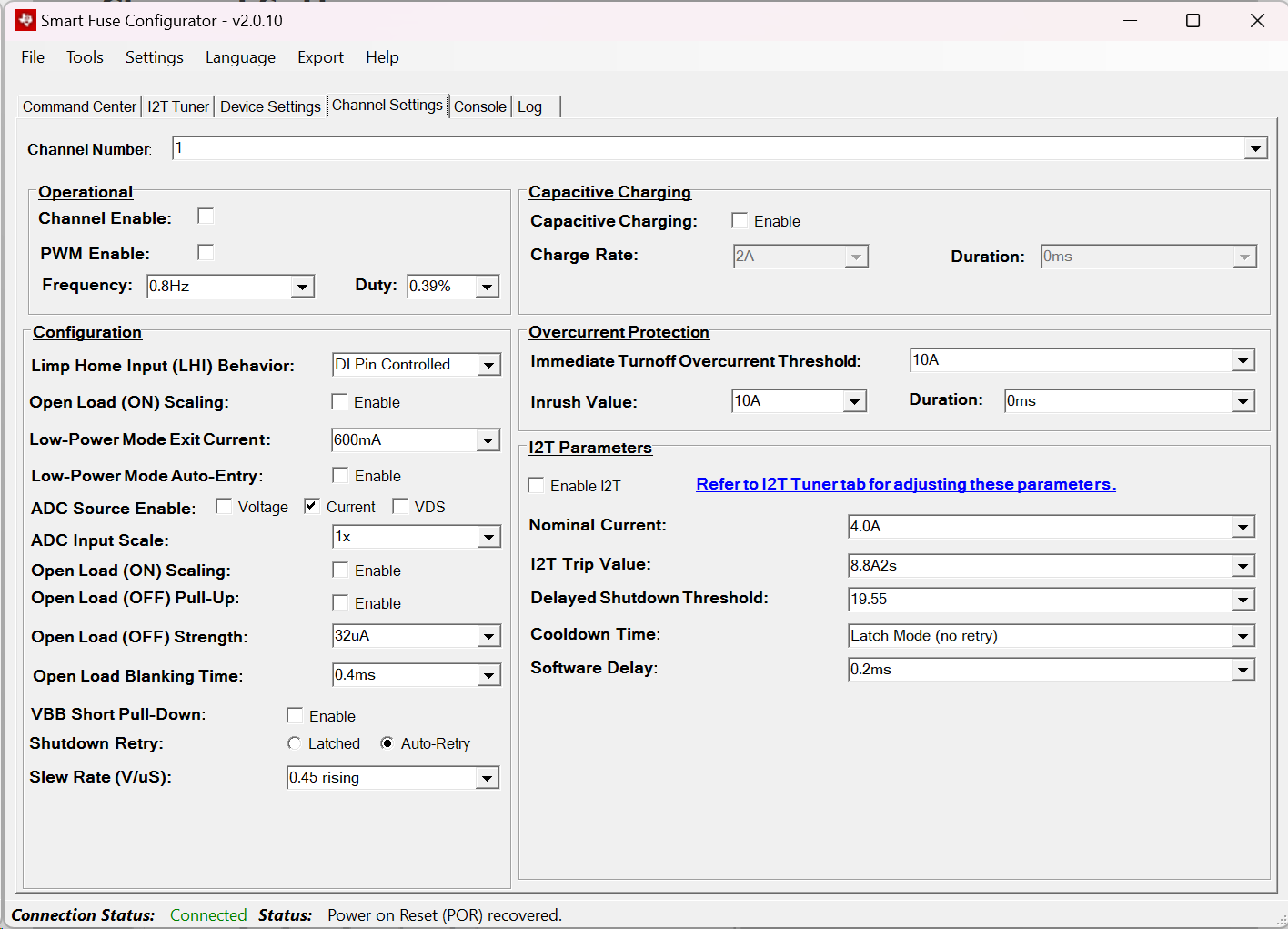 TPS2HCS10-Q1 通道設置