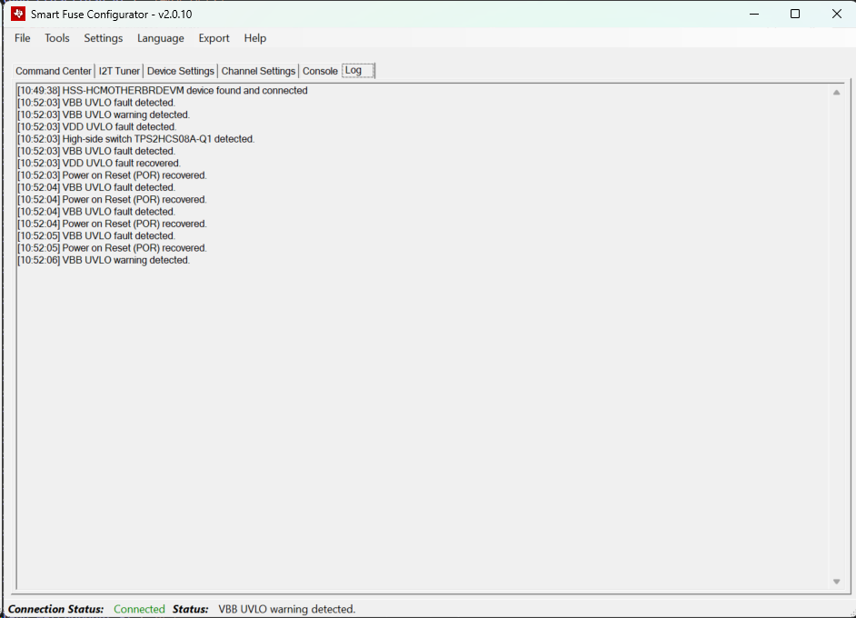 TPS2HCS10-Q1 日志視圖