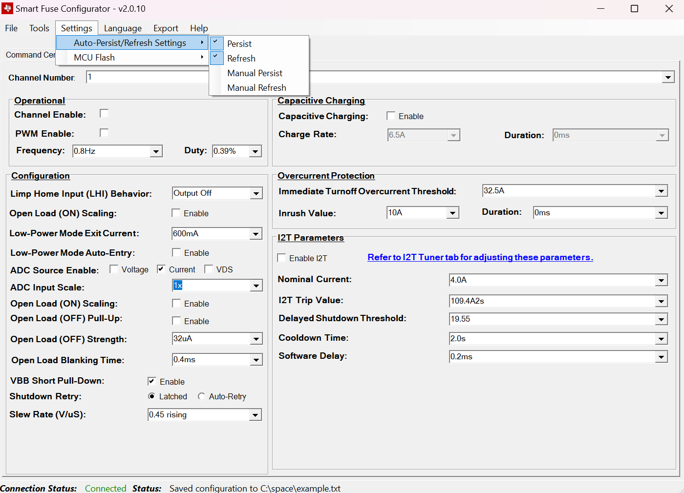TPS2HCS10-Q1 保留設置