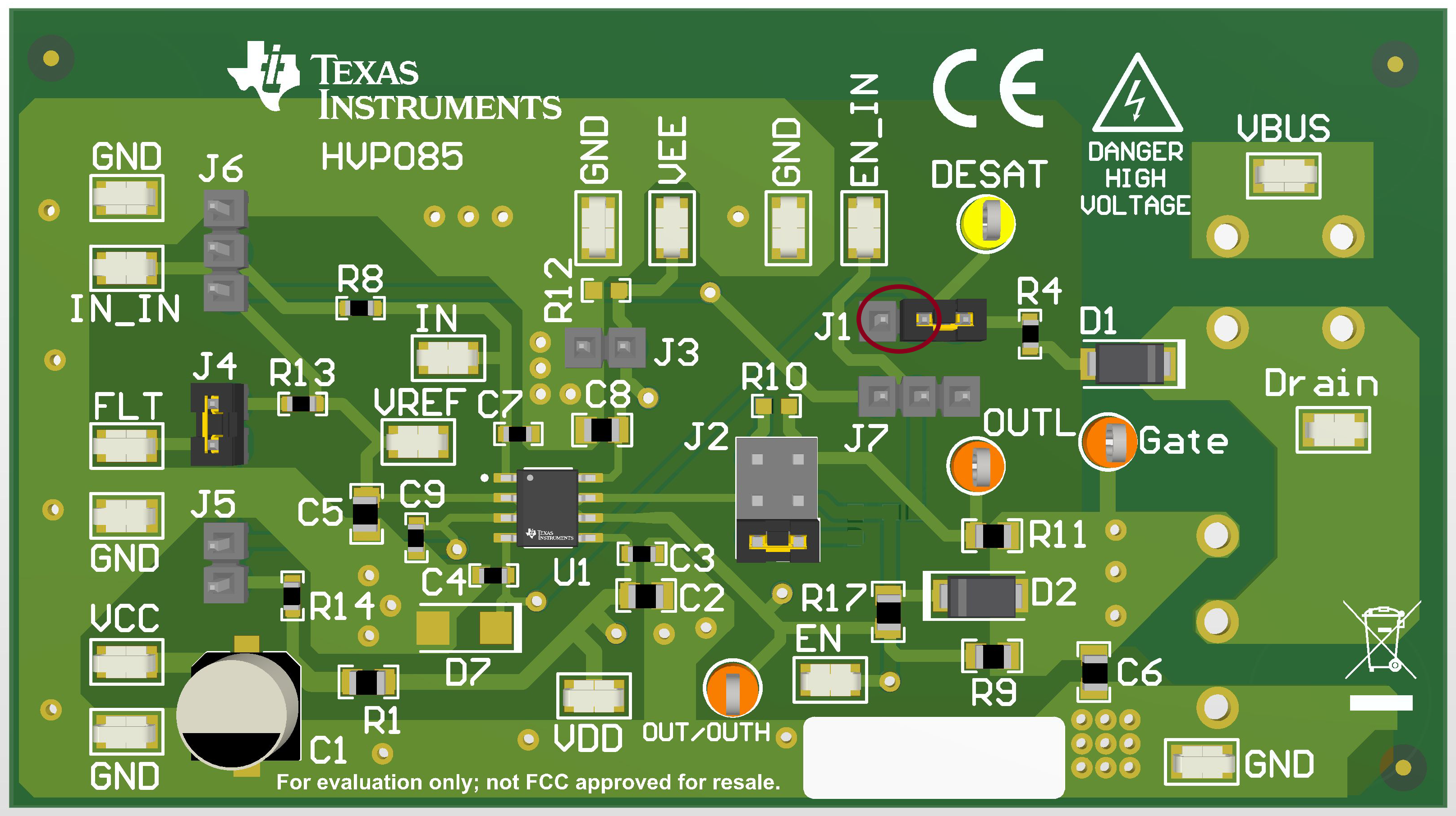UCC57108EVM UCC57108EVM 調整跳線 J1 以使 DESAT
                    接地