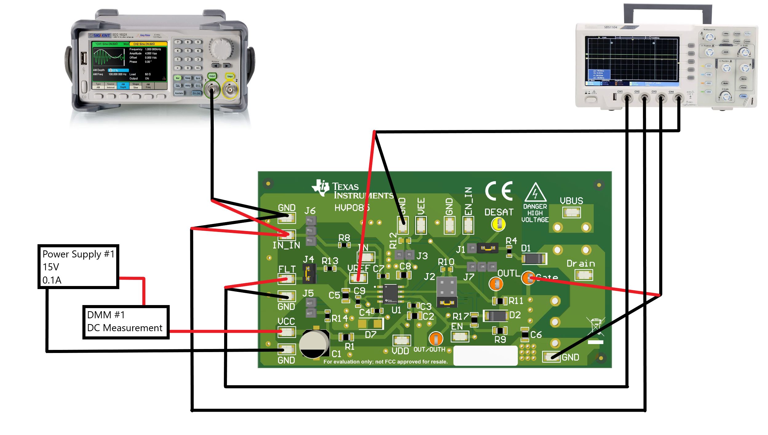 UCC57108EVM 工作臺(tái)設(shè)置圖