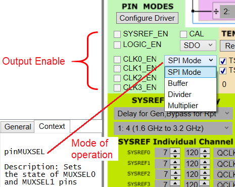 LMX1860SEPEVM 引腳模式選項(xiàng)