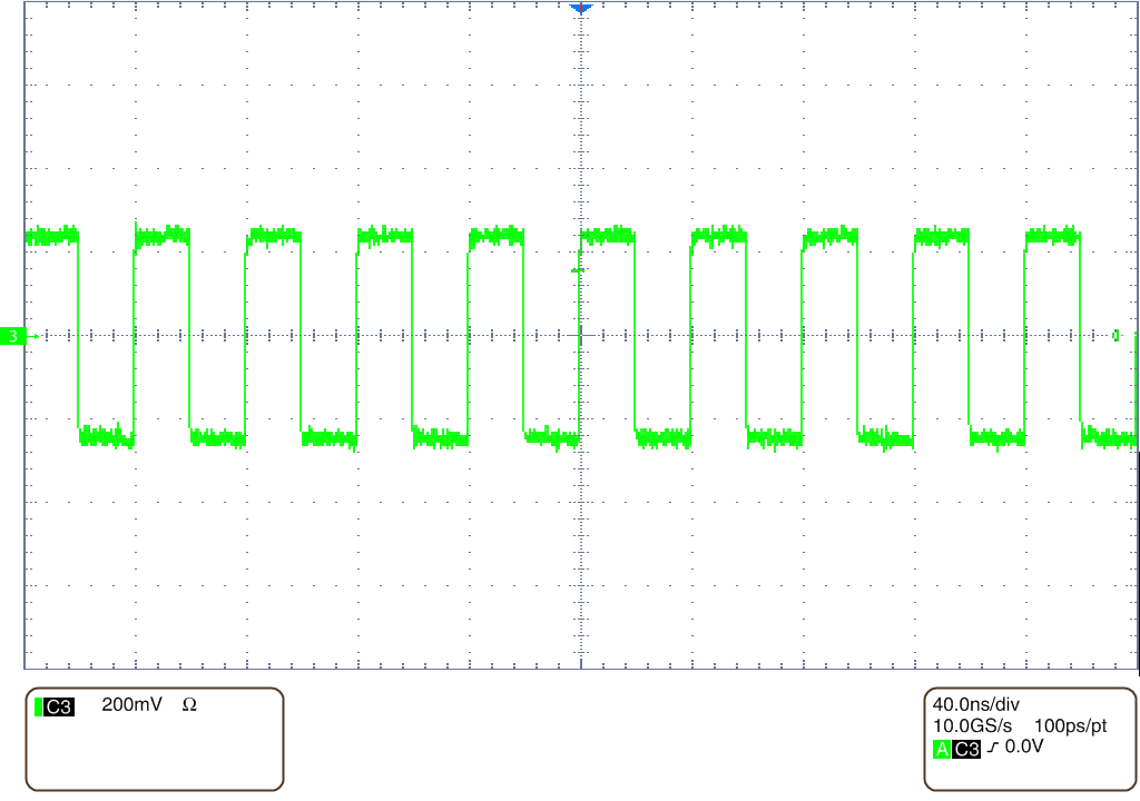 LMX1205EVM SYSREF 連續時鐘生成（交流耦合到示波器）