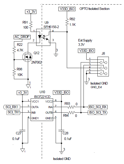  隔離式 UART 和 AC_DROP 信號(hào)接口
