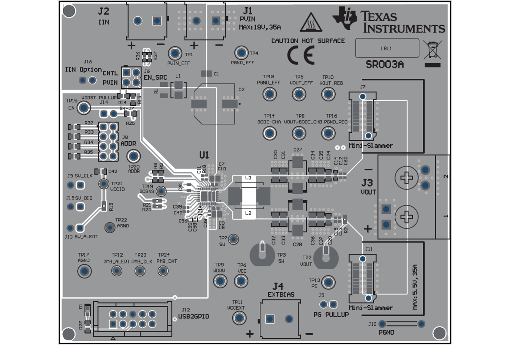 TPS544C27 TPS544C27EVM 頂部復合視圖