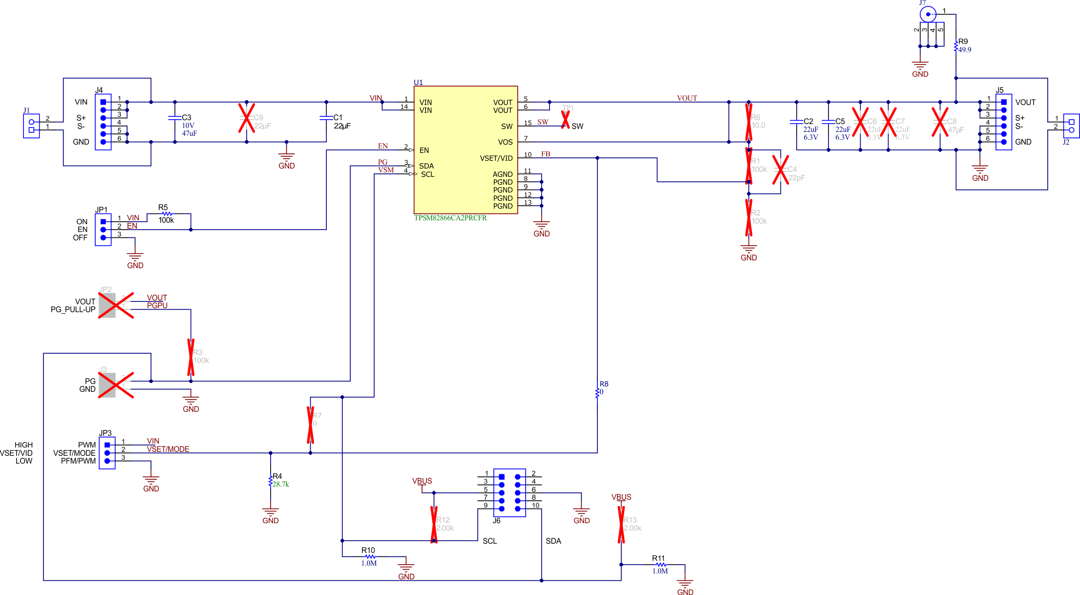 TPSM82866AA0PEVM, TPSM82866CA1PEVM, TPSM82866CA2PEVM, TPSM82866CA3PEVM TPSM82866CA2PEVM (SR054-003) 原理圖