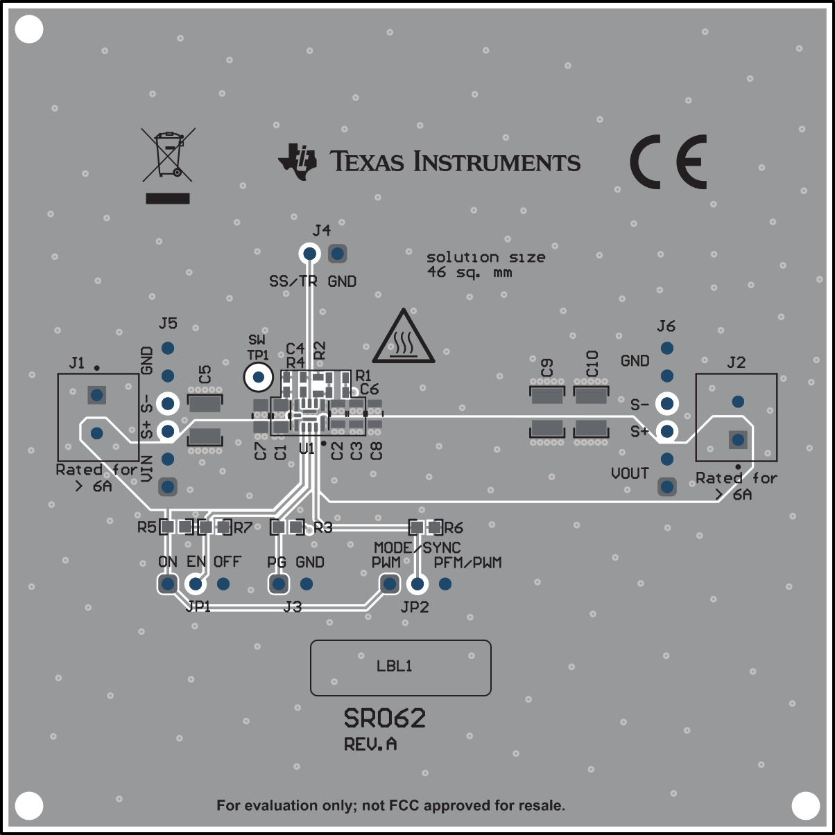 TPSM82813PEVM-062, TPSM82816PEVM-062 頂層裝配圖