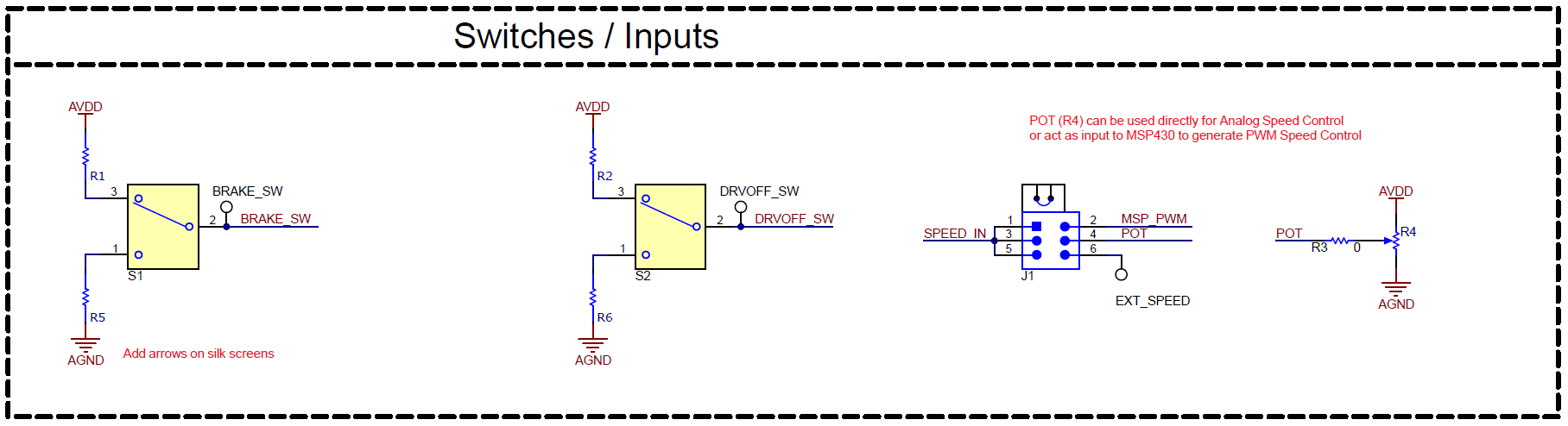 MCF8315PWPEVM 開關(guān)和速度輸入