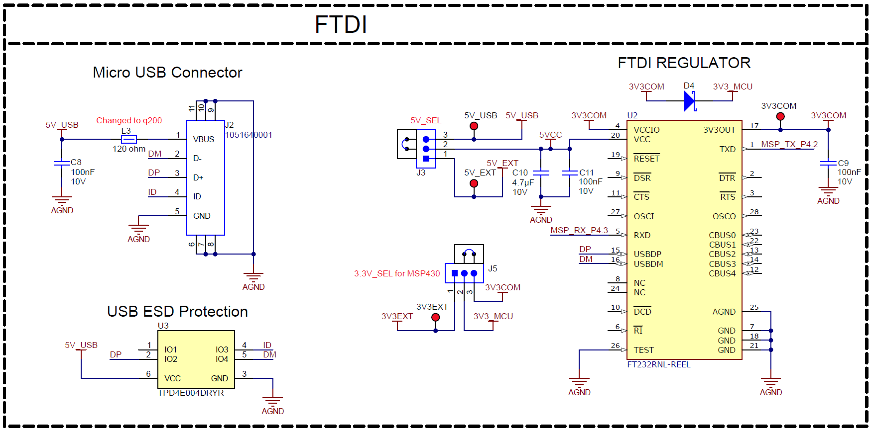 MCF8315PWPEVM USB 轉 UART 原理圖