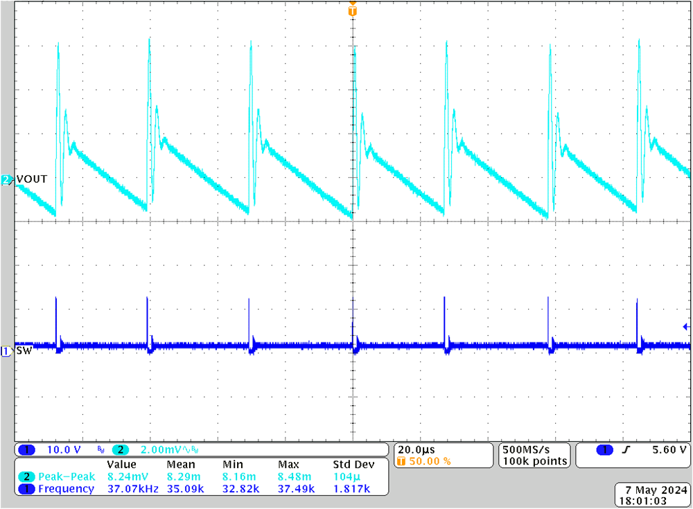 TPS546E25EVM-1PH 0A 負(fù)載時(shí)的輸出紋波