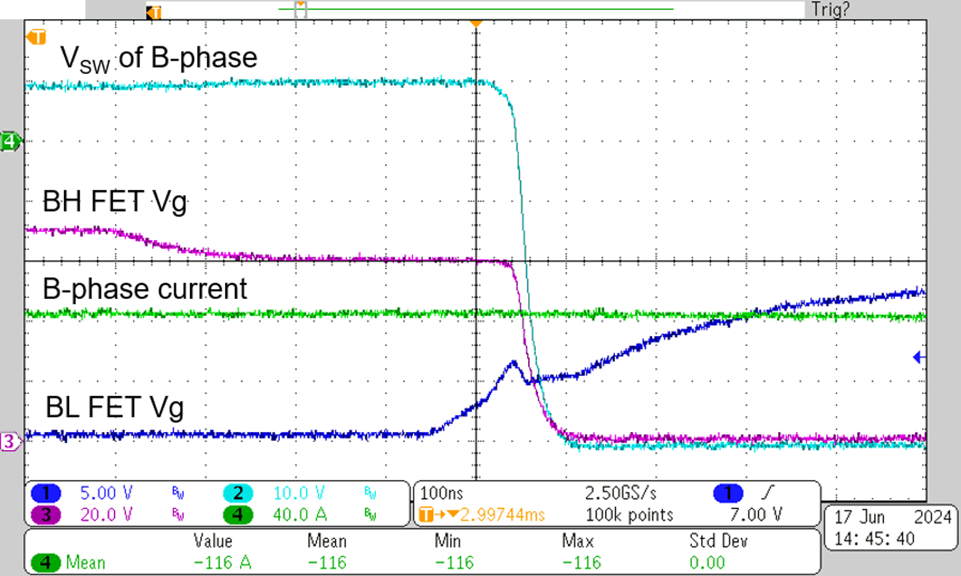 TIDA-010956 軟開關(guān)，60V、-116A 時的相電流