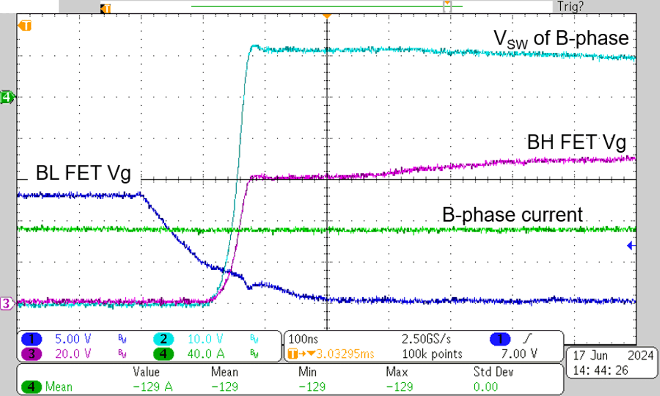 TIDA-010956 硬開關(guān)，60V、-129A 時的相電流