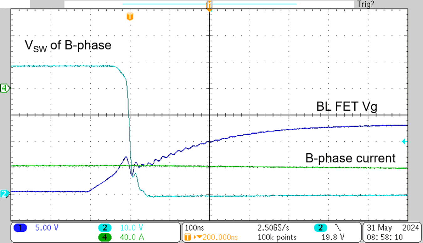TIDA-010956 軟開關，48V、-120A 時的相電流