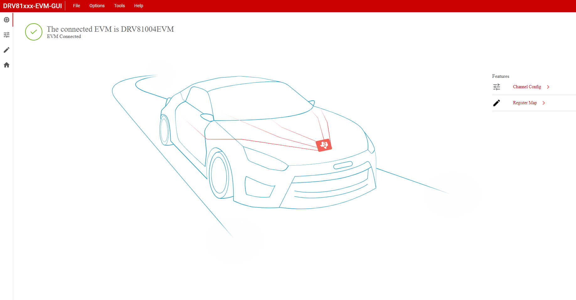 DRV81008-Q1EVM, DRV81602-Q1EVM, DRV81242-Q1EVM,  GUI 連接成功