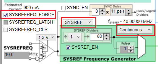 LMX1404EPEVM  連續 SYSREF 配置