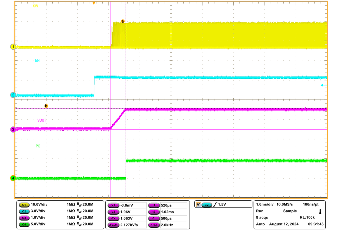 TPS544E27EVM ENABLE 啟動(dòng)，800kHz，40A 負(fù)載