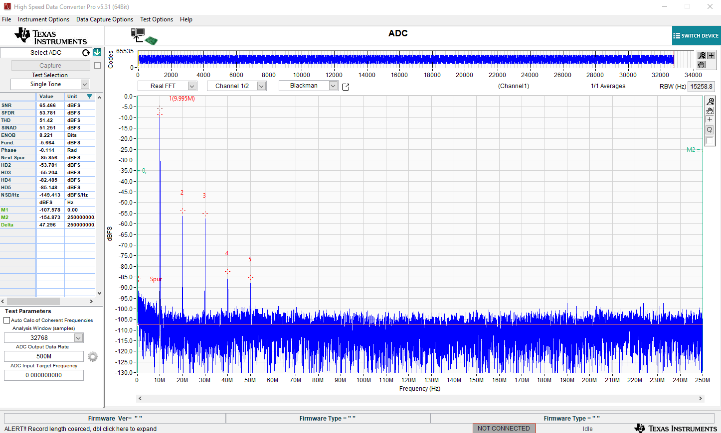 ADC3669EVM-DC 在 HSDC Pro 中成功采集數(shù)據(jù)