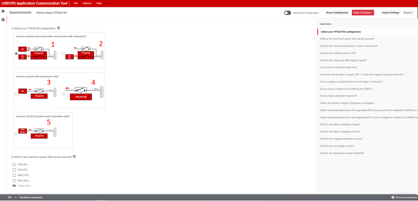 TPS26750EVM 應用程序自定義工具配置