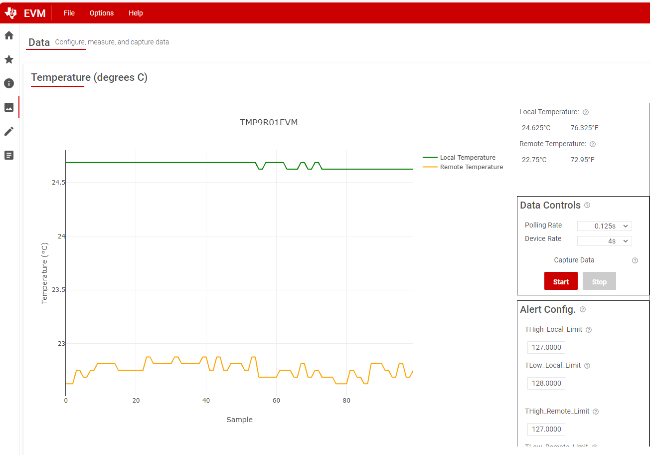 TMP9R01EVM 數據采集