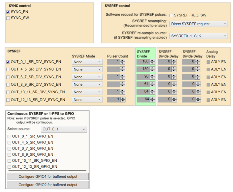LMK5C33414AEVM SYNC/SYSREF/1-PPS 頁(yè)面