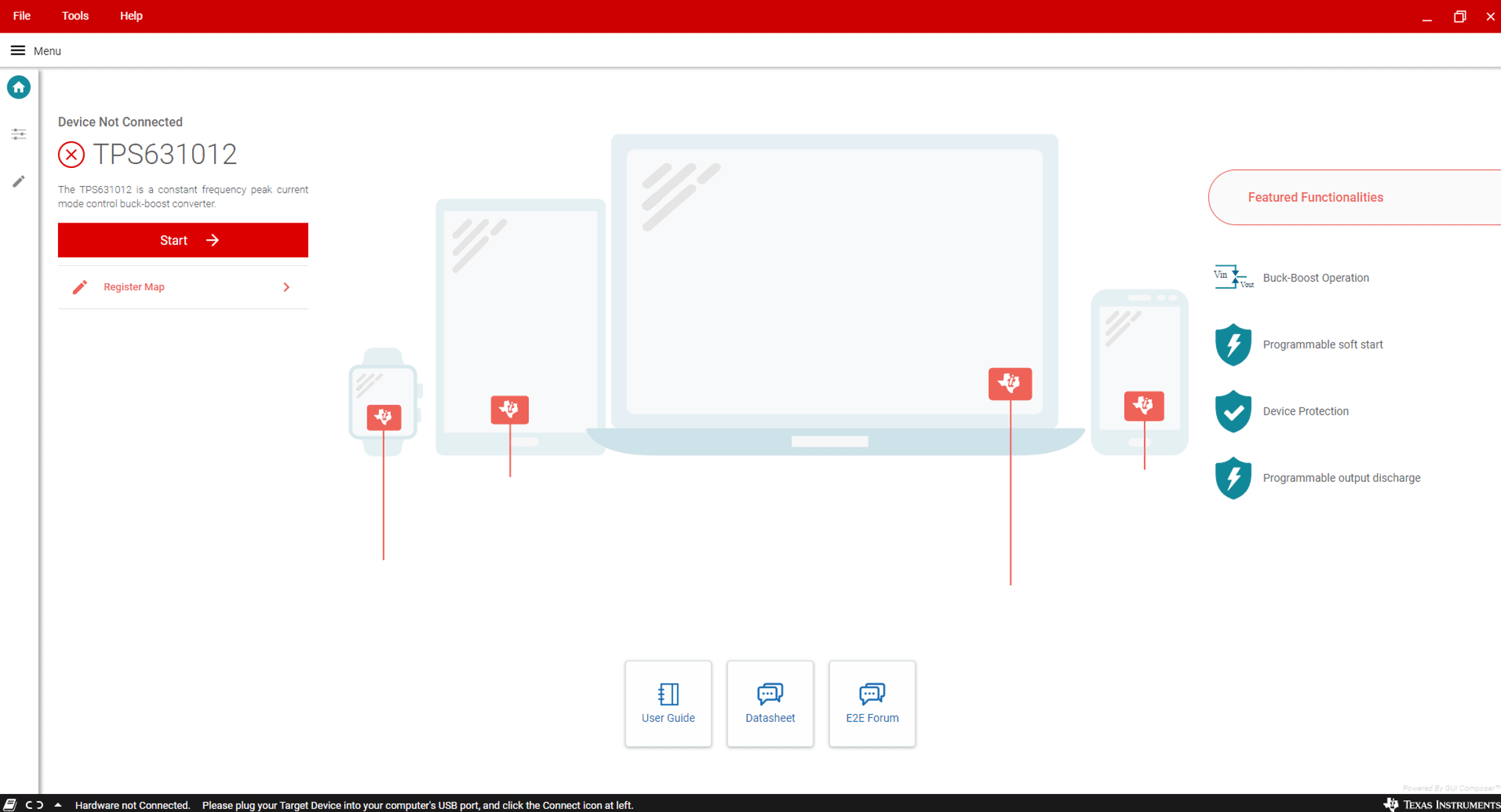 TPSM83102EVM GUI 主屏幕