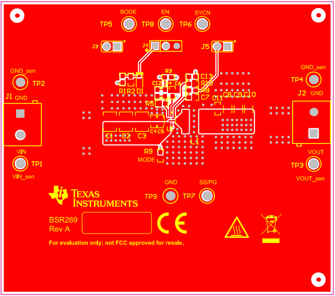 TPS54538EVM 頂層銅（頂視圖）