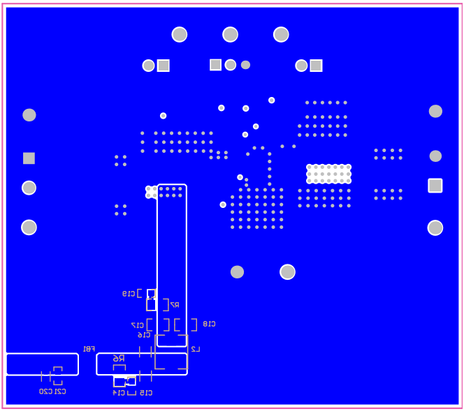 TPS54538EVM 底層覆銅（頂視圖）
