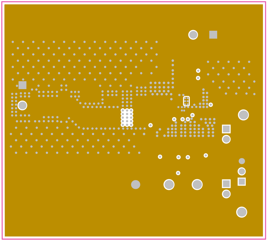TPSM84338EVM 第 2 層覆銅（頂視圖）