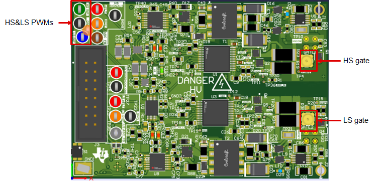 UCC2189X5YQEVM-096 輸出開關檢查的測試點位置