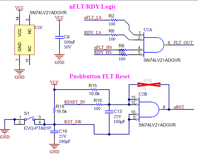 UCC2189X5YQEVM-096 初級側 nFLT/RDY/復位邏輯