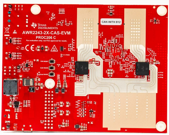 AWR2243-2X-CAS-EVM 電路板 A 側(cè)