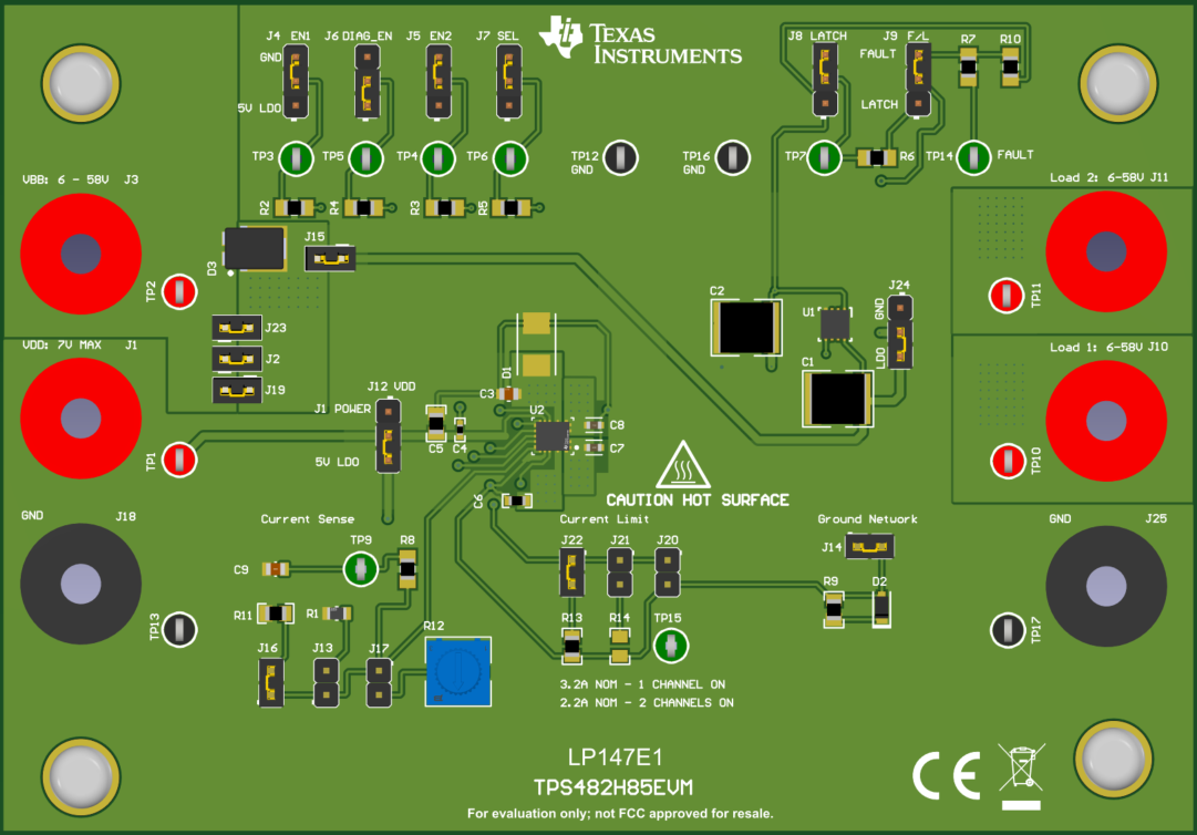 TPS482H85EVM 3D 視圖 - 頂視圖