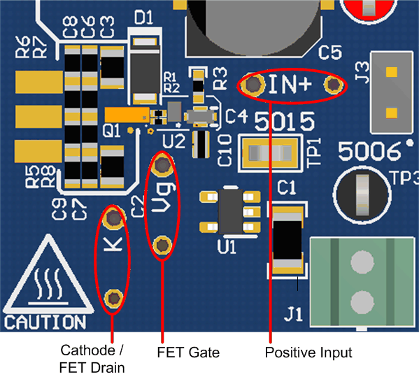 LMG1020EVM-006 接地彈簧夾測試點的外觀和說明