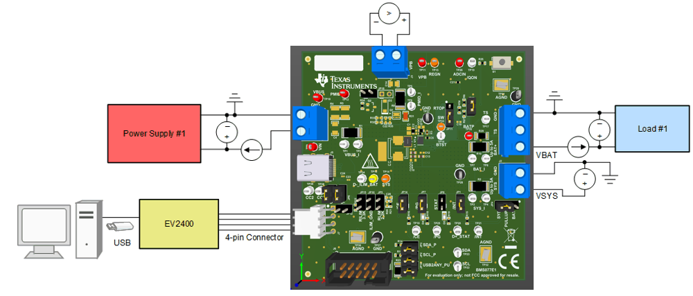 BQ25630EVM BQ25630 EVM 的測試設(shè)置