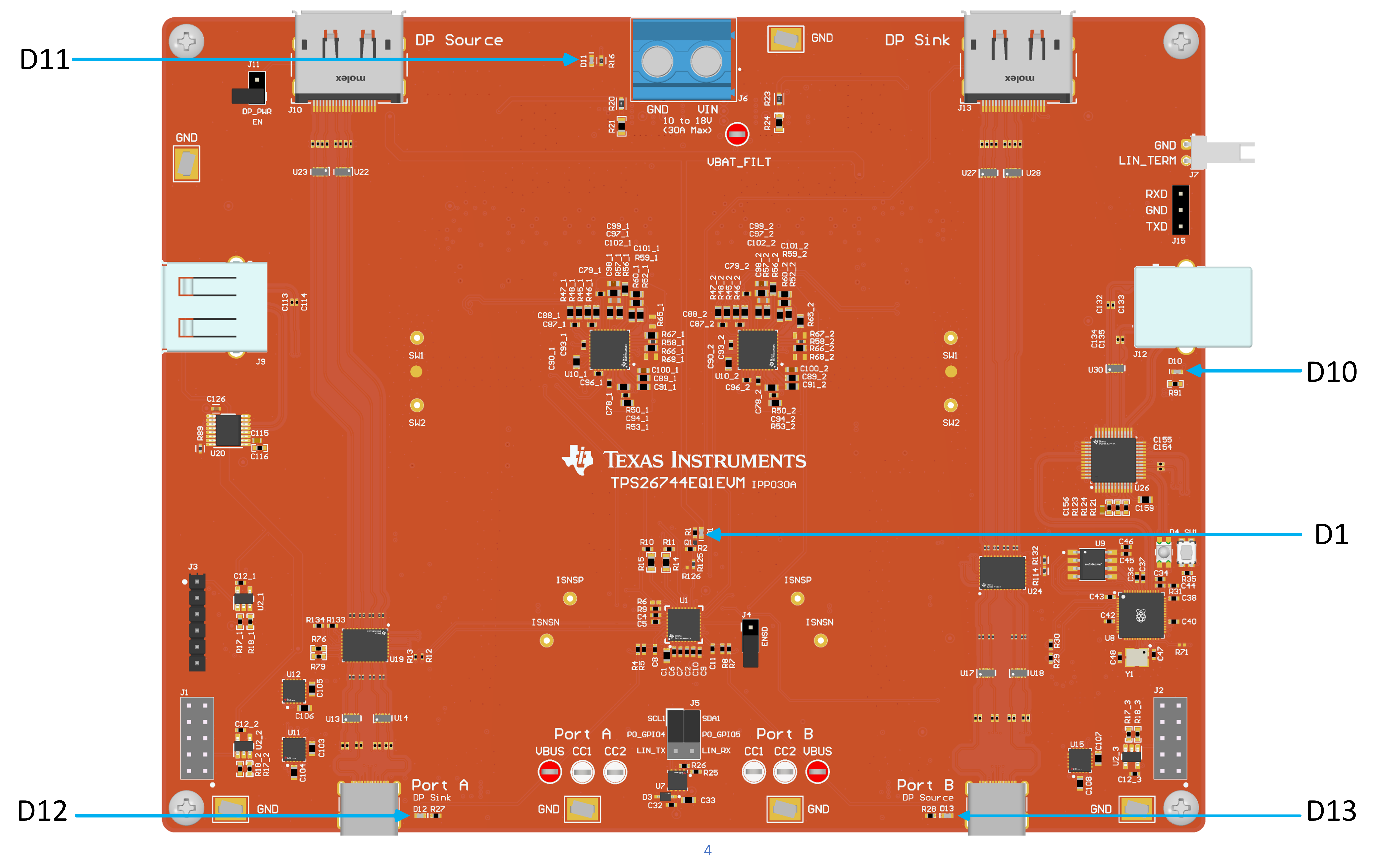 TPS26744EQ1EVM LED 指示燈