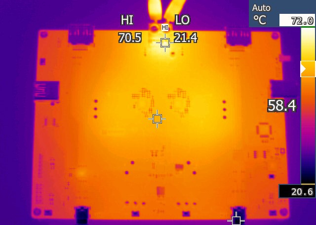 TPS26744EQ1EVM 熱像圖頂部，端口 A 和端口 B