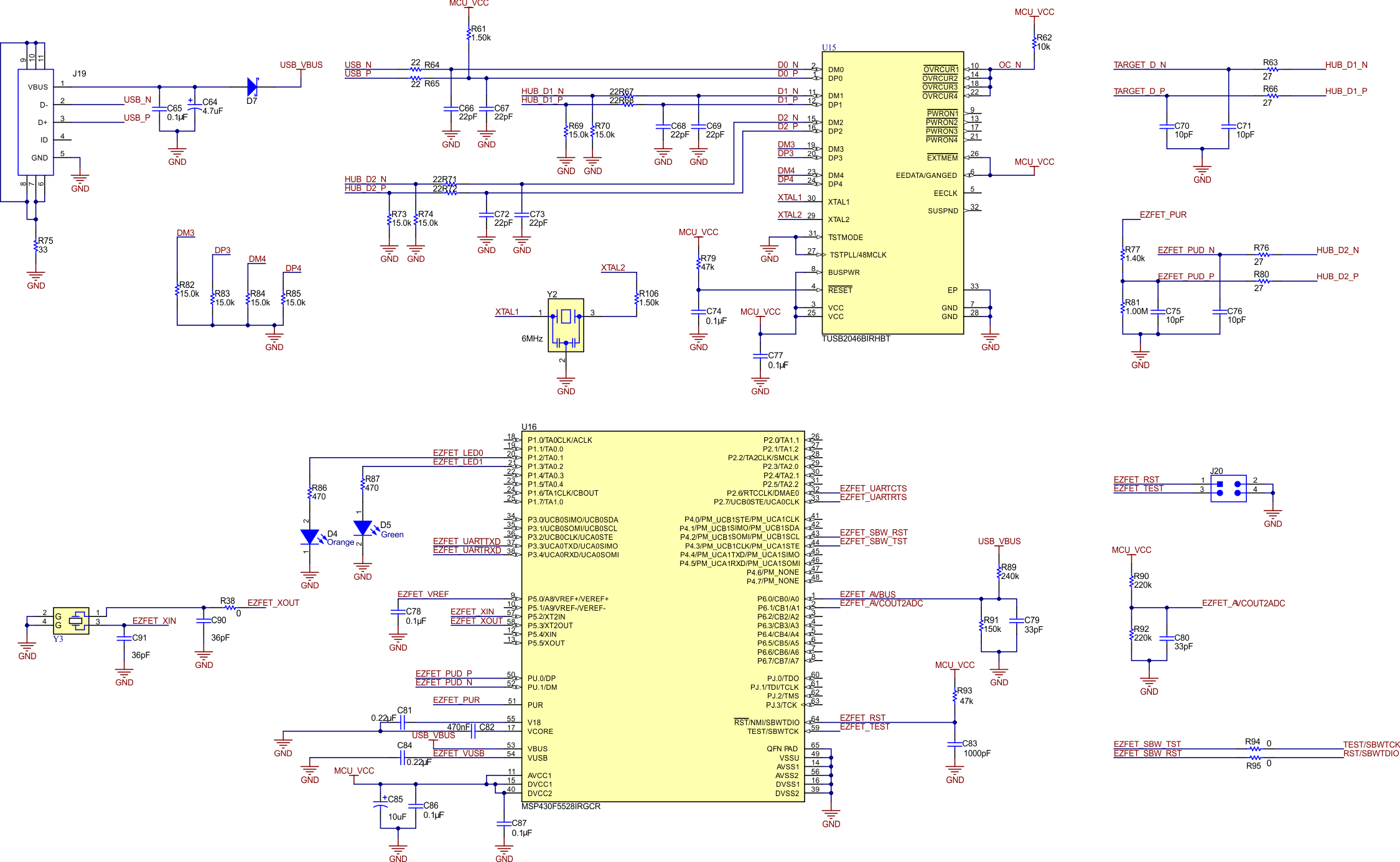 DP83826AEVM DP83826AEVM USB 和 MSP430 原理圖