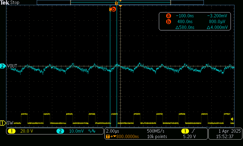 TPS7H4011EVM 輸出電壓紋波