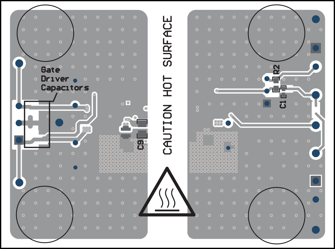 UCC34141EVM-116 PCB 底層，組裝（鏡像視圖）