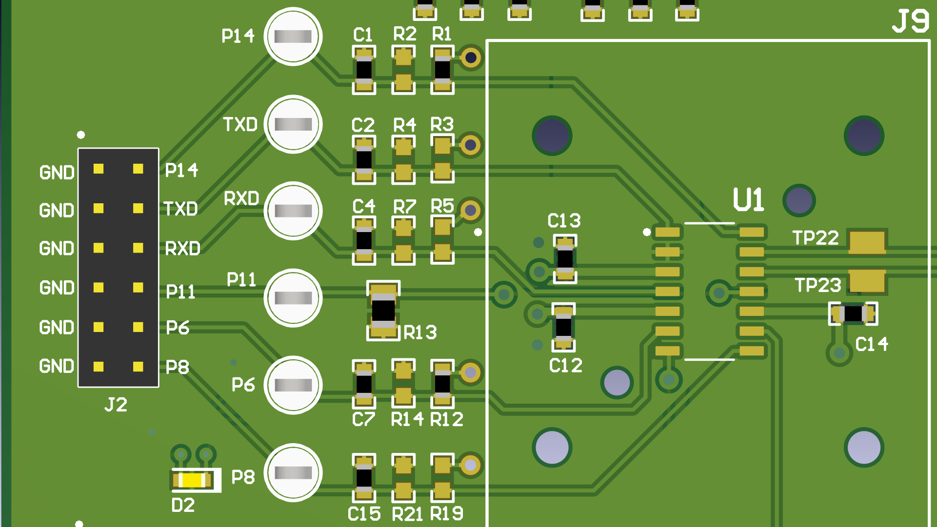 TCAN-SOIC14-EVM J2 電路板布局