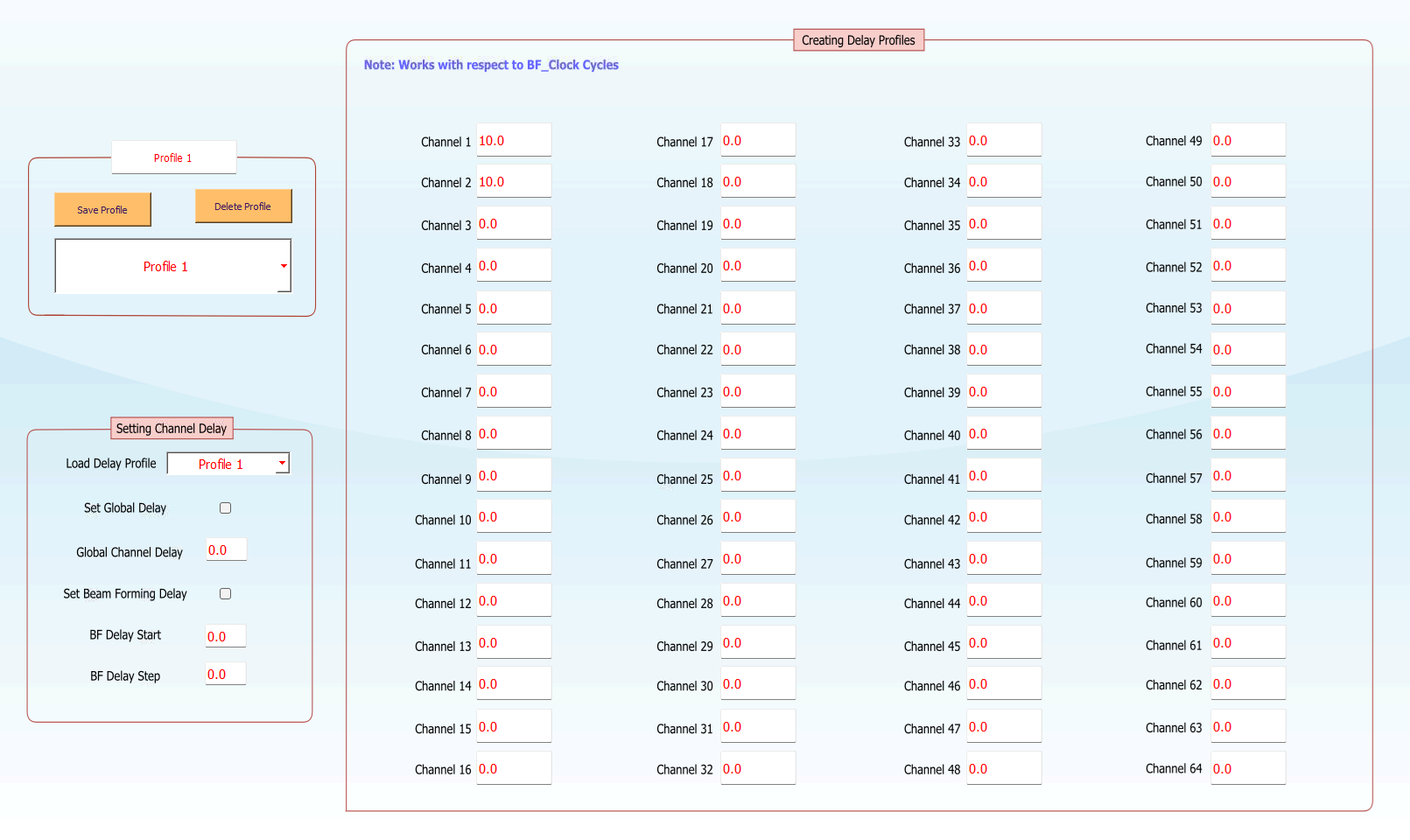 TX73L64EVM Ch_Delay_Profiles 選項卡