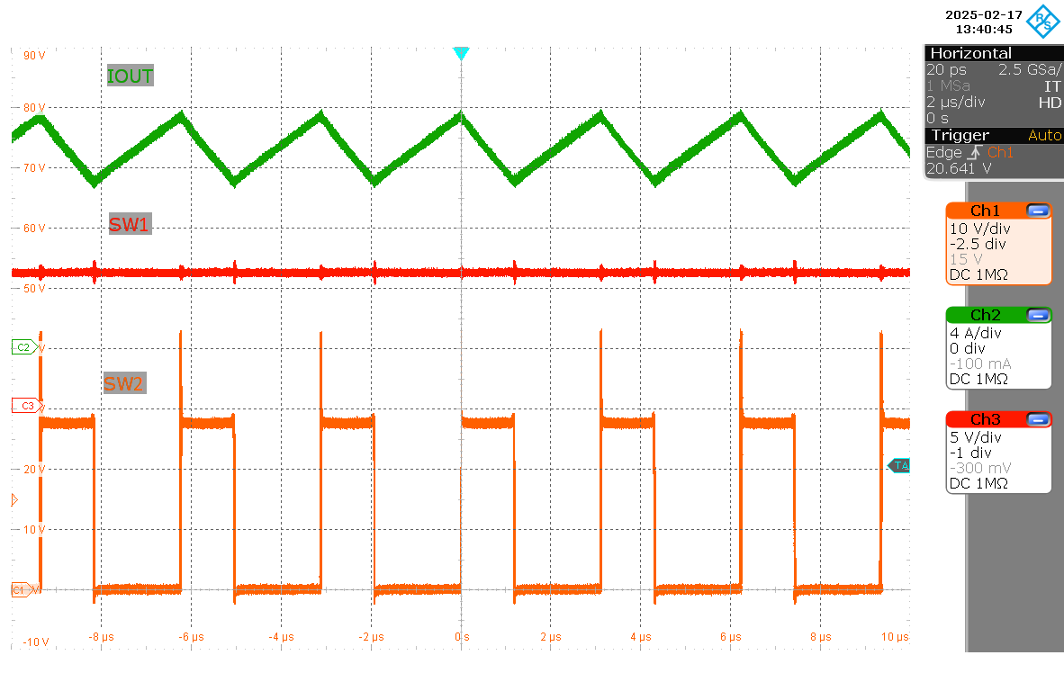 LM251772 SW1、SW2、IL (VIN = 12V，VOUT = 28V，IOUT = 5A)