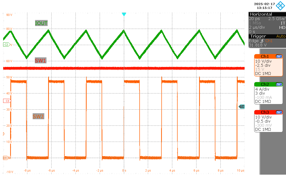 LM251772 SW1、SW2、IL (VIN = 20V，VOUT = 48V，IOUT = 0A)