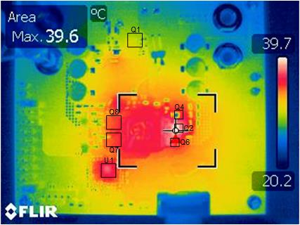 LM251772 熱像圖：VIN = 20.0V，VOUT = 12.0V，IOUT = 5.0A，無強制空氣冷卻