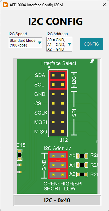 AFE10004EVM AFE10004EVM I2C 接口 配置菜單