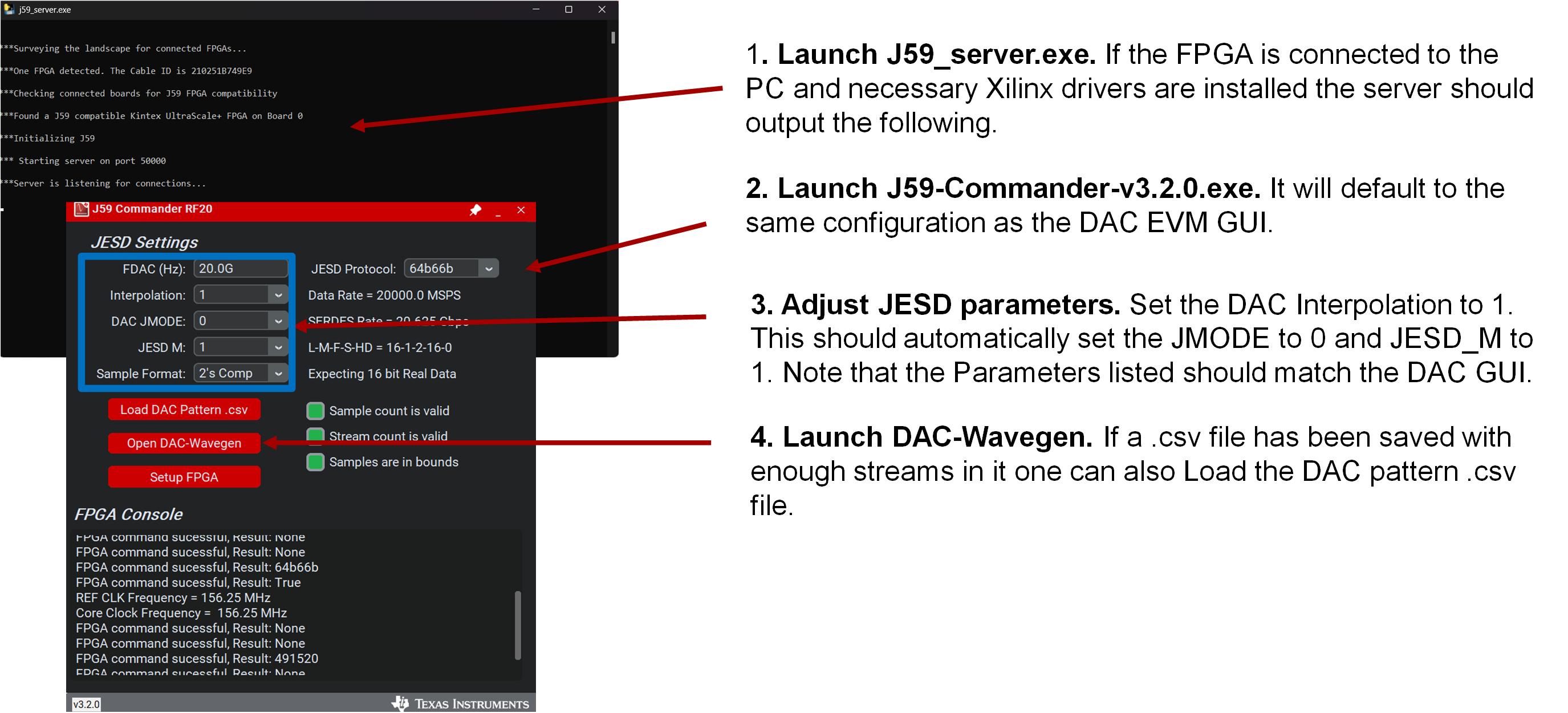 DAC39RF20EVM J59 Server.exe 和 J59 Commander，設(shè)置第 1 部分