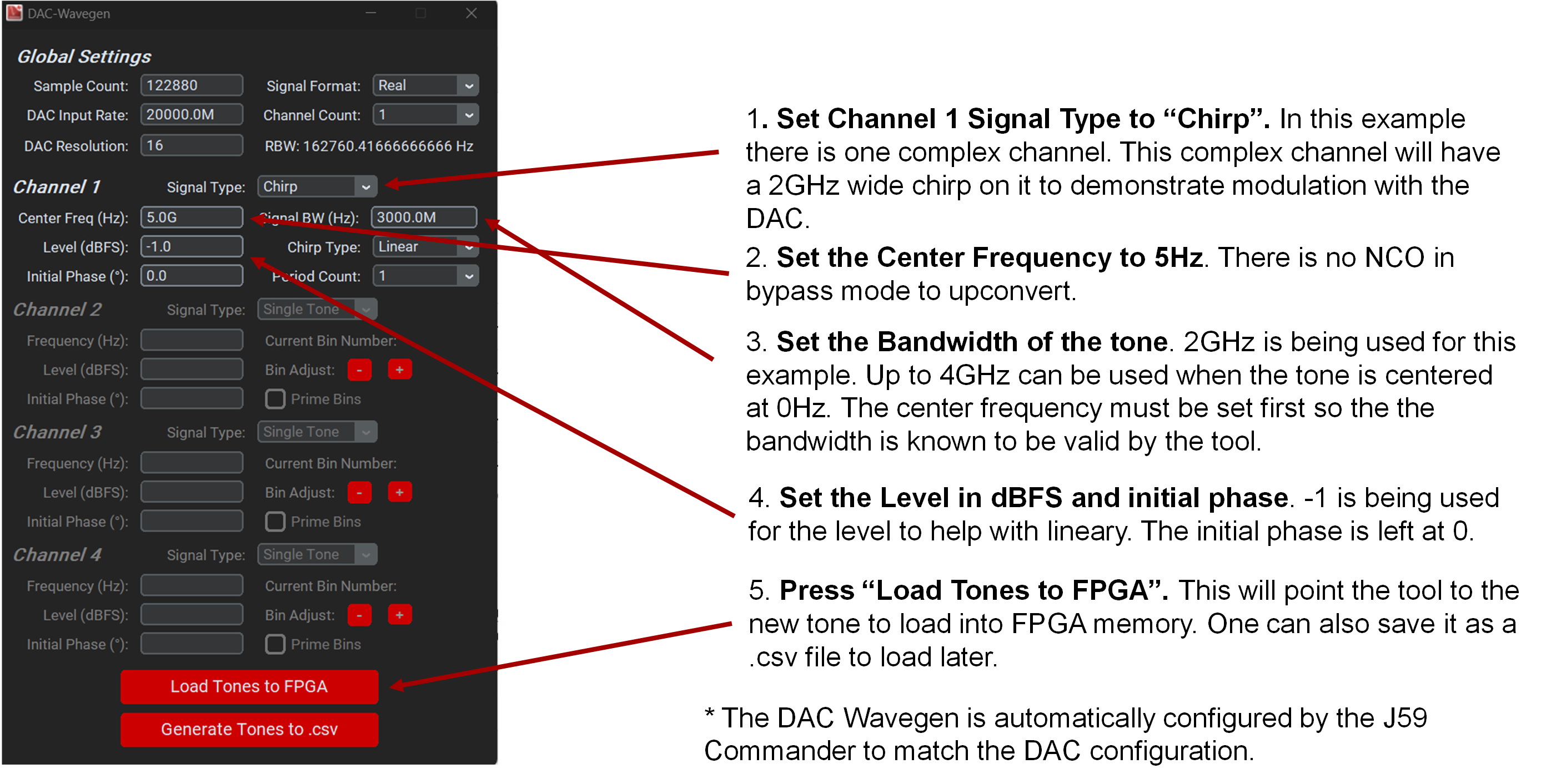 DAC39RF20EVM DAC Wavegen GUI 設(shè)置詳細(xì)信息